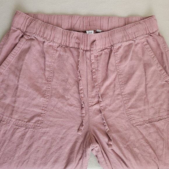 GAP Women's Drawstring Elastic Waist Linen Pull On Pant - Blush Pink - L - Picture 5 of 6